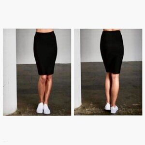 OKAKIE Black Body Con Bandage Stretch‎ Pencil Skirt Sz L